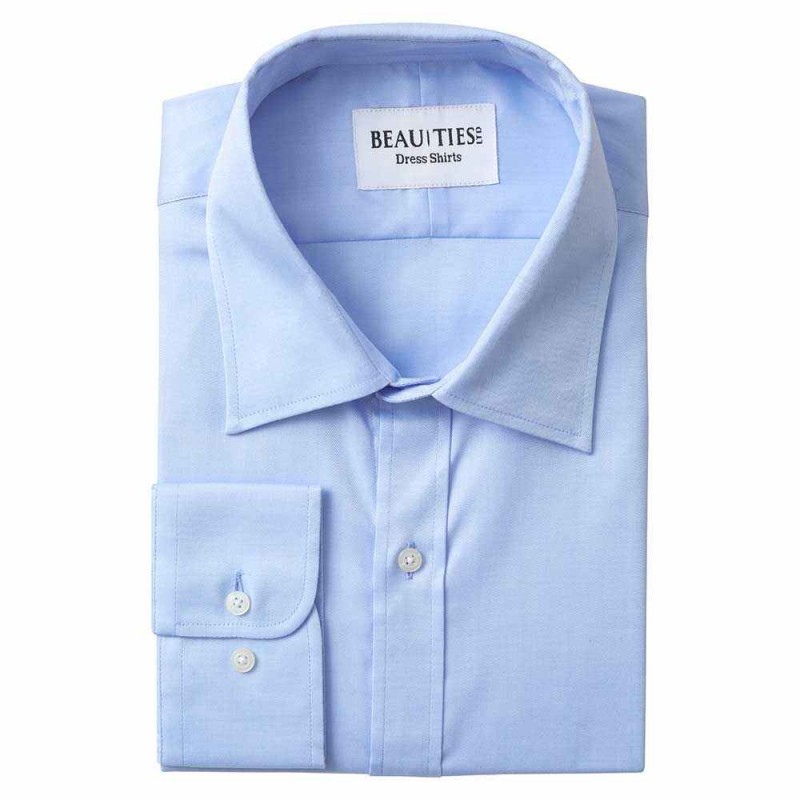 Blue Herringbone Dress Shirt