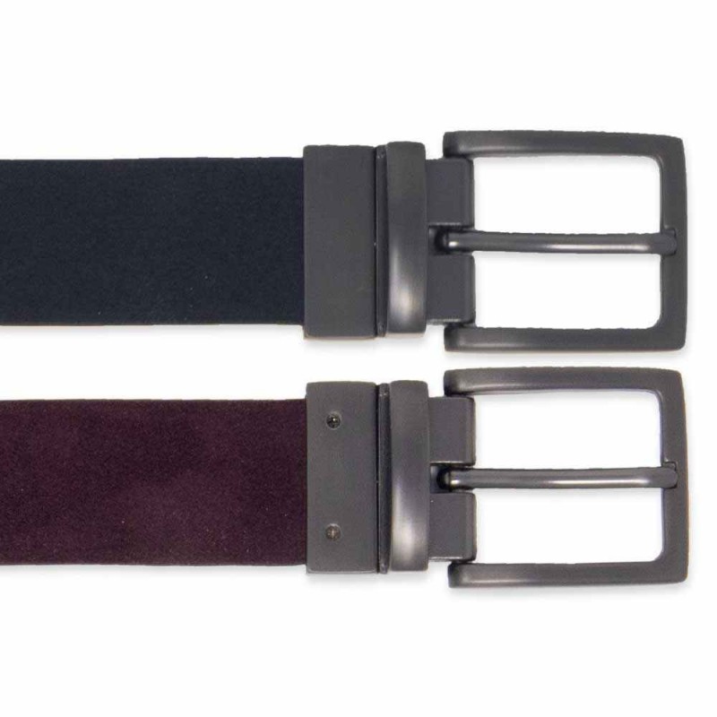 Navy/Wine Reversible Suede Belt