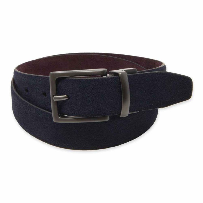 Navy/Wine Reversible Suede Belt