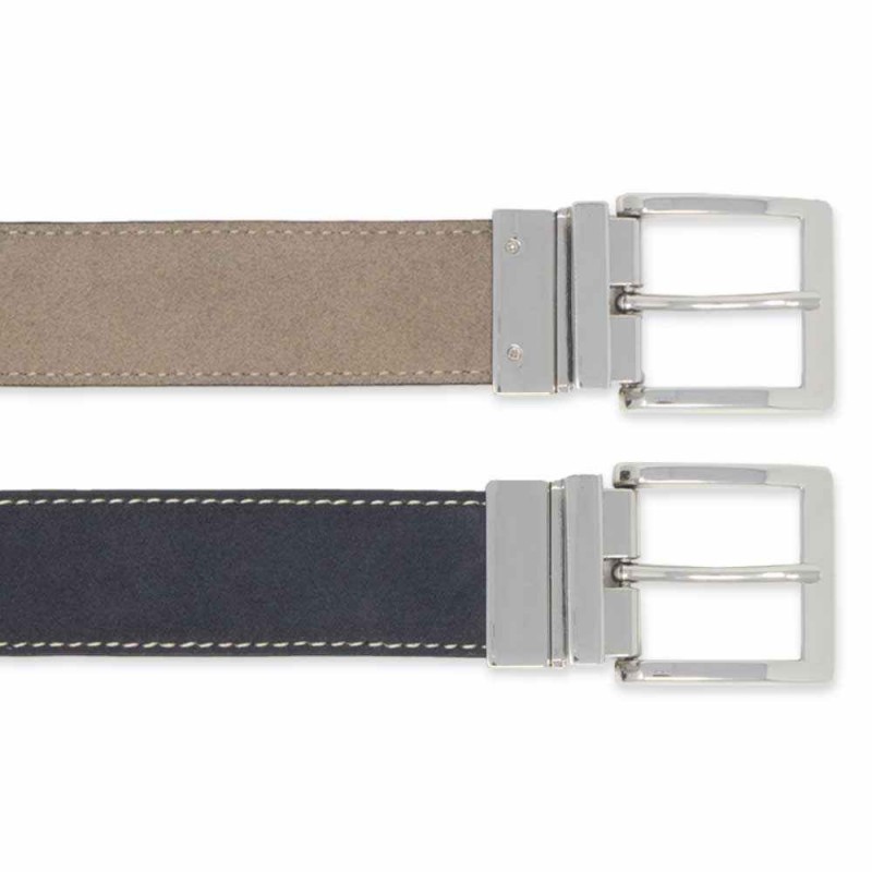 Navy/Tan Reversible Suede Belt