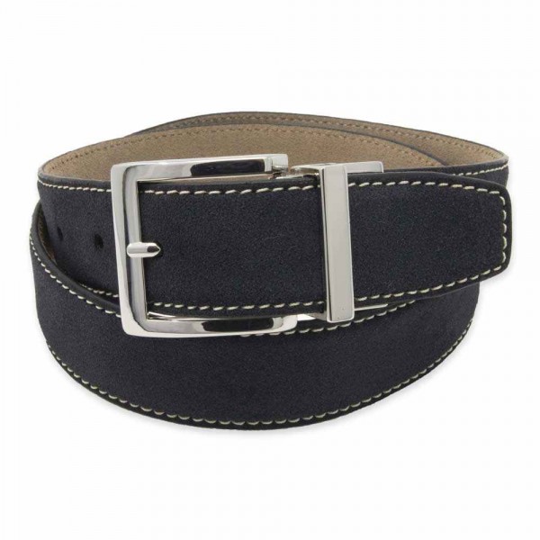 Navy/Tan Reversible Suede Belt