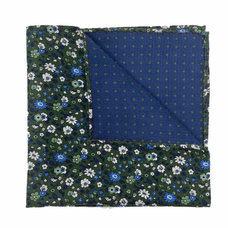 Grenfell Green Reversible Pocket Square