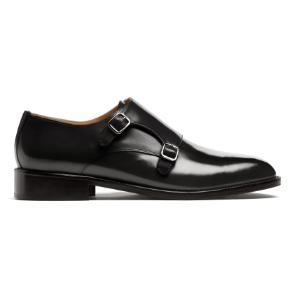 Monk strap shoes - black flora leather