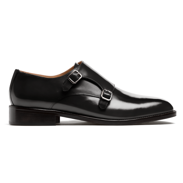 Monk strap shoes - black flora leather