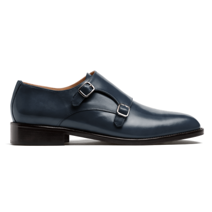 Monk strap dress shoes - blue italian calf leather