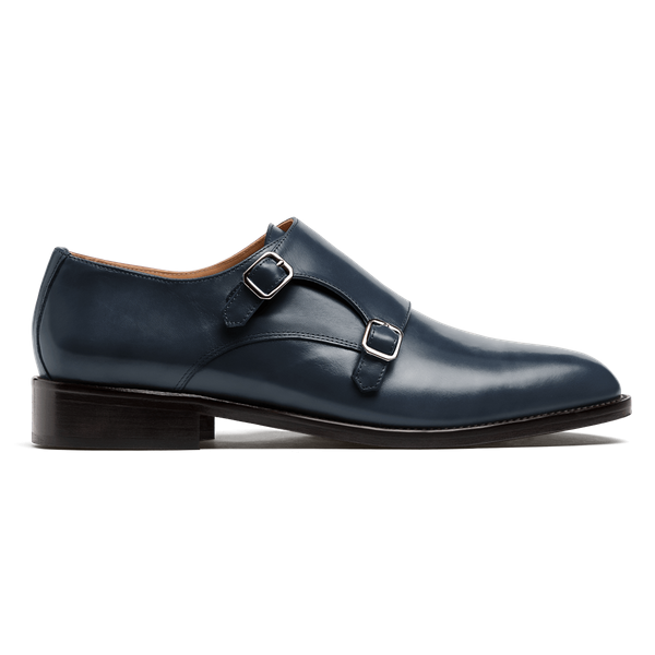 Monk strap dress shoes - blue italian calf leather