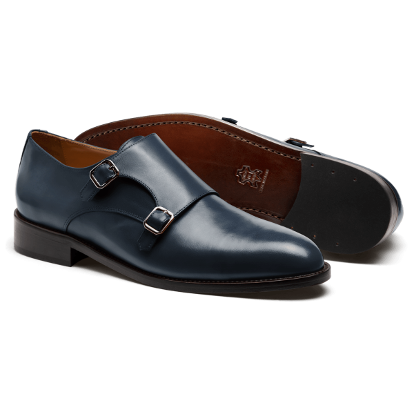 Monk strap dress shoes - blue italian calf leather