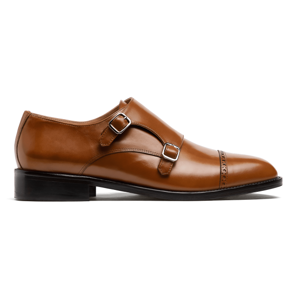 Monk Brogue Shoes - brown italian calf leather