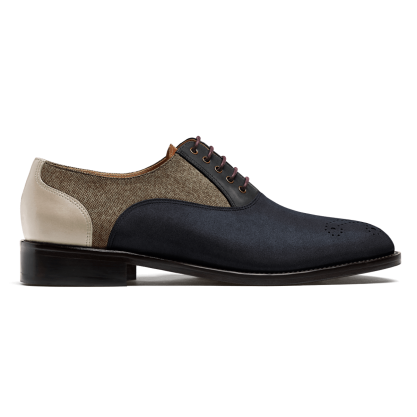 Oxford shoes - blue, brown, black & white suede, tweed & leather