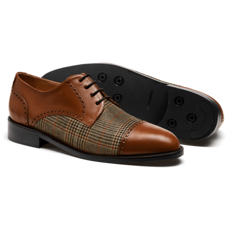 Brogues - brown leather & tweed