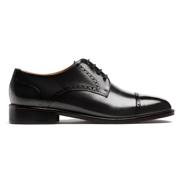 Semi Brogue shoes - black flora leather