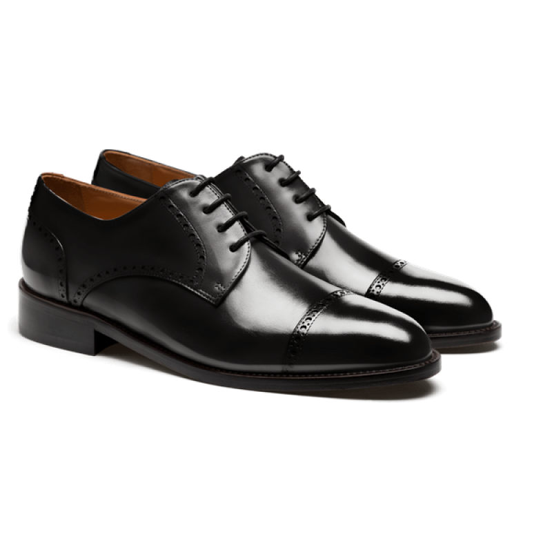 Semi Brogue shoes - black flora leather