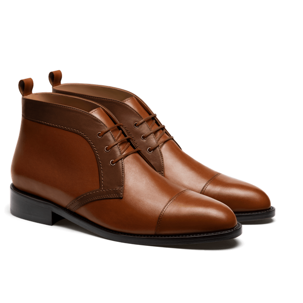 2 tone Men's Chukka Boots - brown italian calf leather