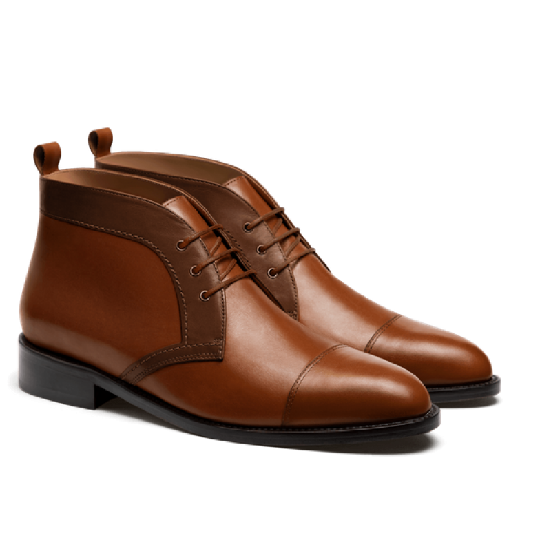 2 tone Men's Chukka Boots - brown italian calf leather