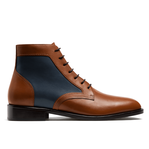 2 tone Men Boots - brown & blue leather