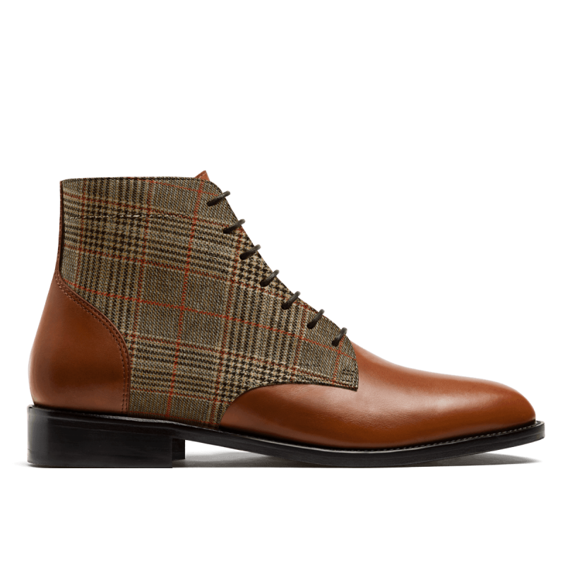 2 tone Men Boots - brown leather & tweed