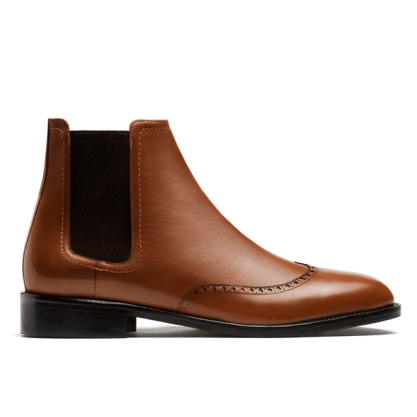 Brogue Men's Chelsea Boots - brown italian calf leather