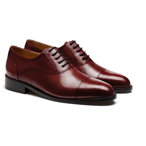 Cap toe Oxford shoes - burgundy flora leather