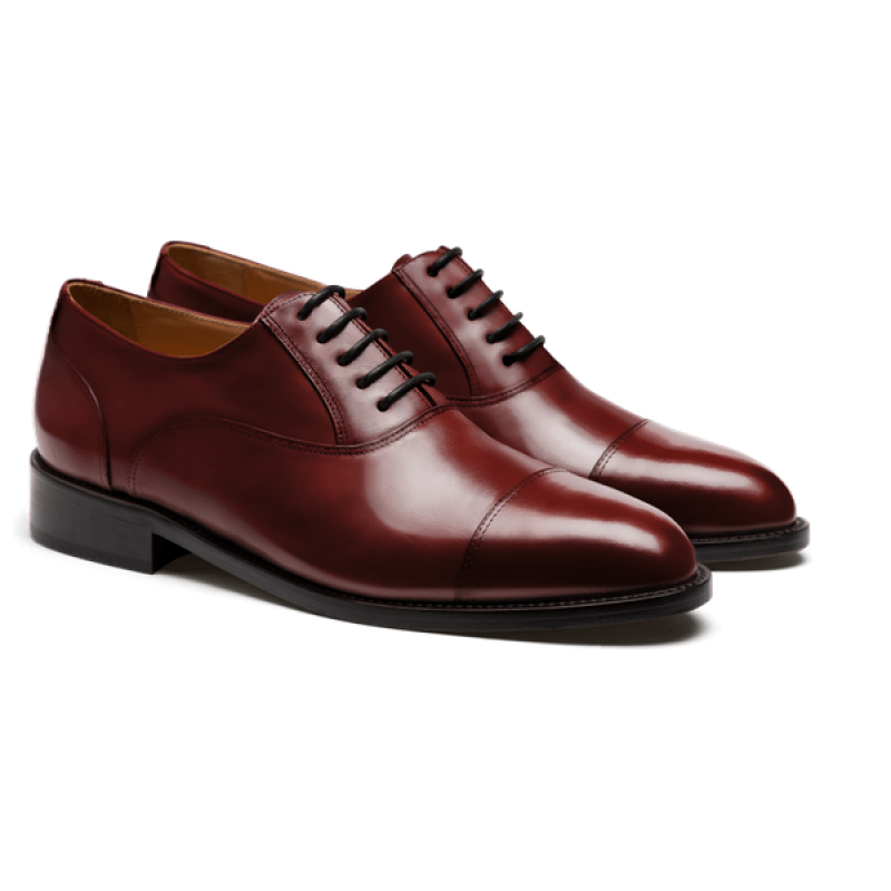 Cap toe Oxford shoes - burgundy flora leather