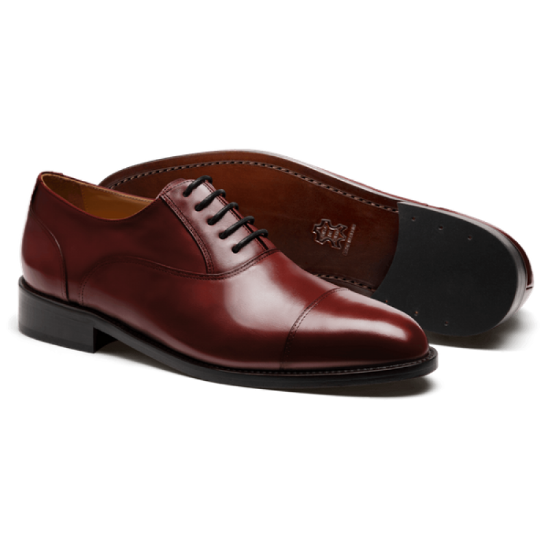 Cap toe Oxford shoes - burgundy flora leather