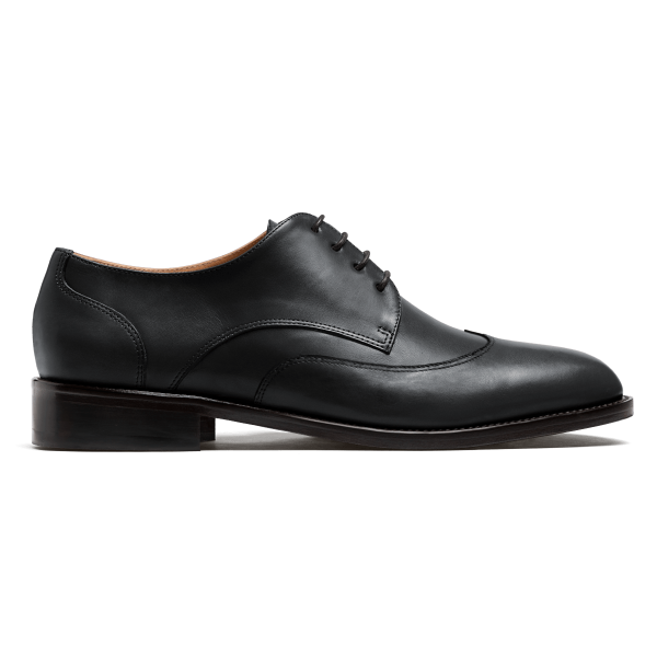 Wingtip Derby dress shoes - black italian calf leather