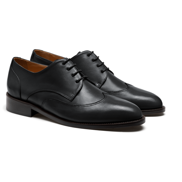 Wingtip Derby dress shoes - black italian calf leather