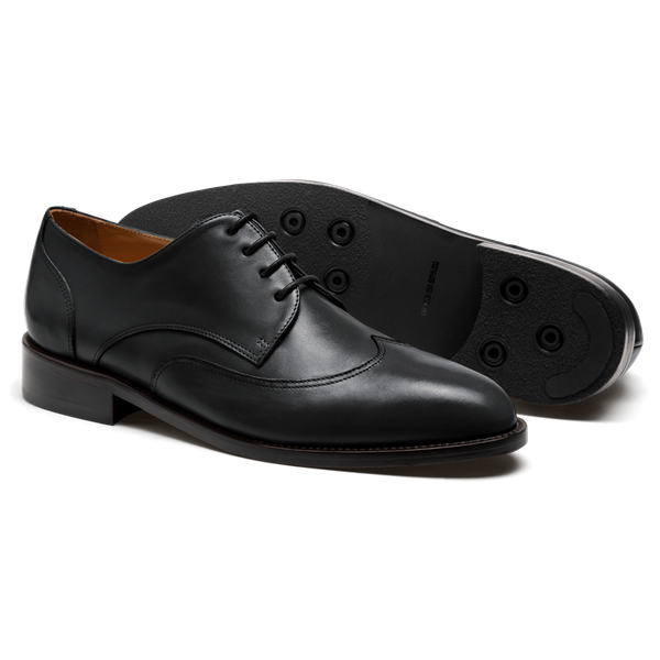 Wingtip Derby dress shoes - black italian calf leather