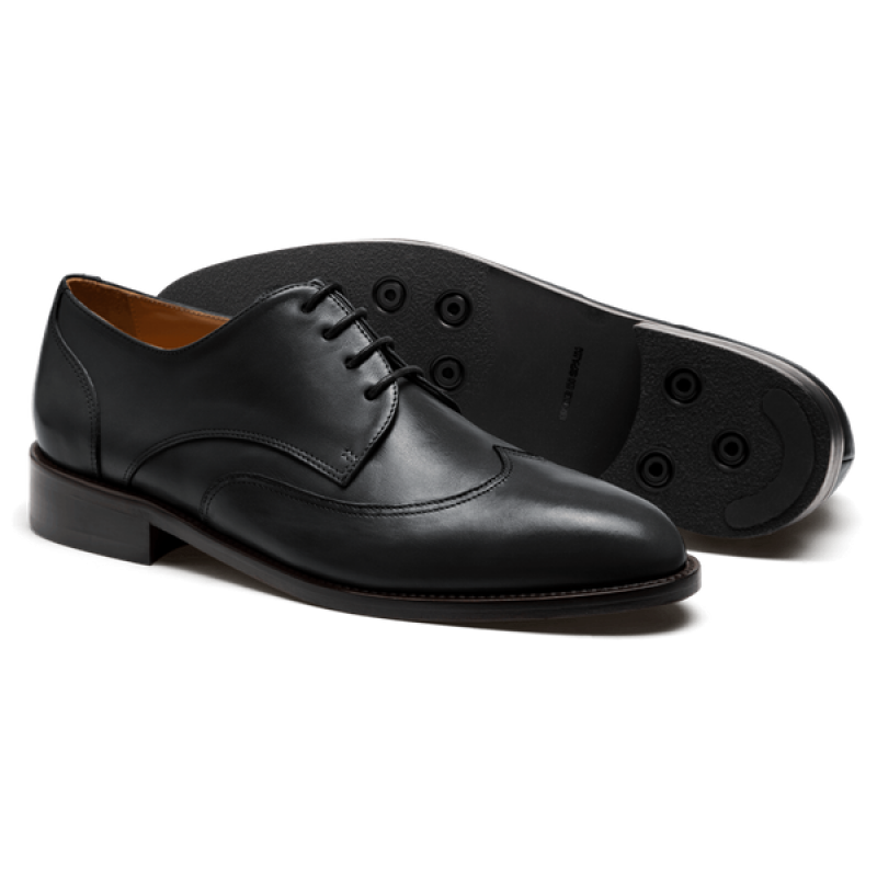 Wingtip Derby dress shoes - black italian calf leather
