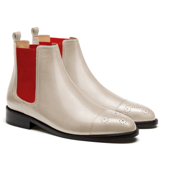 Cap toe Chelsea Boots - white italian calf leather