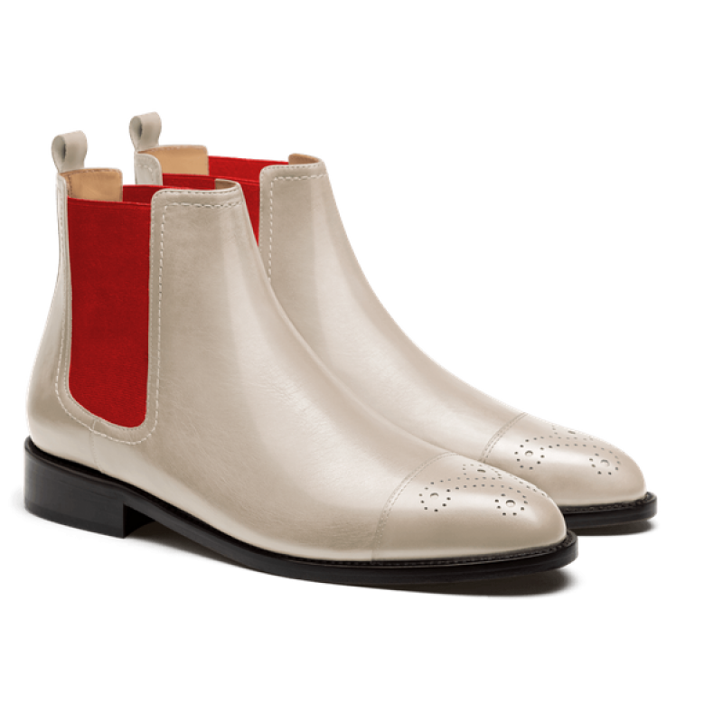 Cap toe Chelsea Boots - white italian calf leather