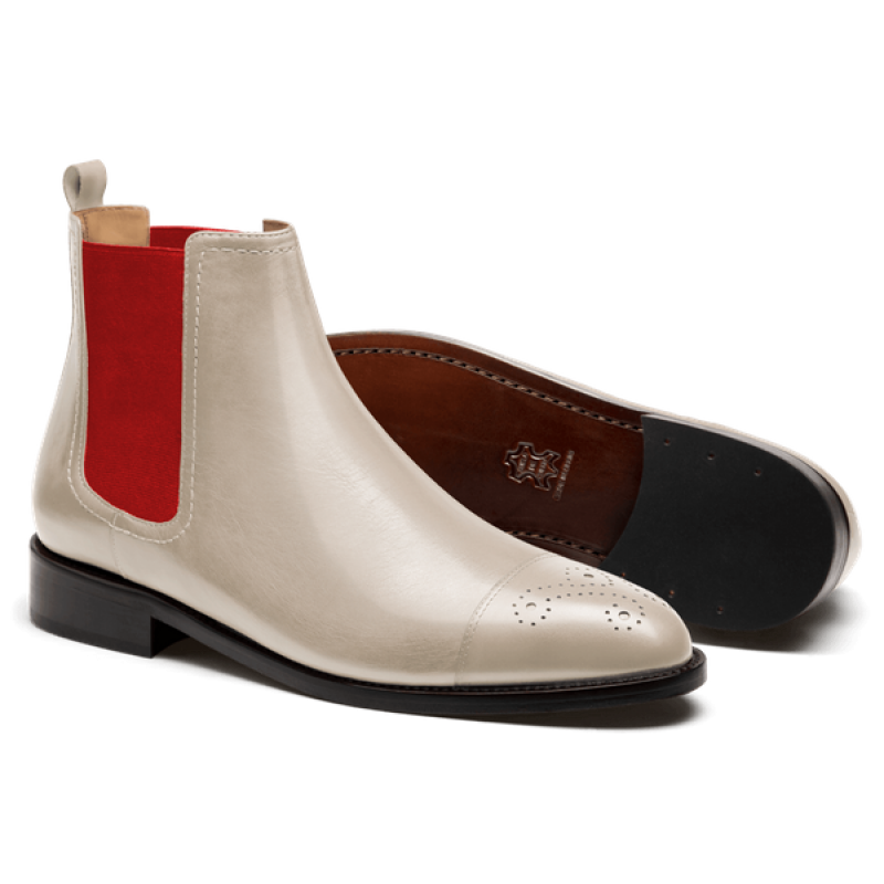 Cap toe Chelsea Boots - white italian calf leather