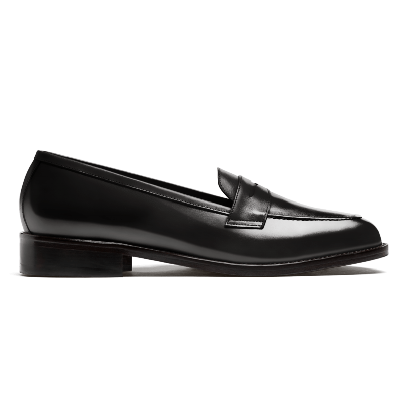 Penny Loafer - black flora leather