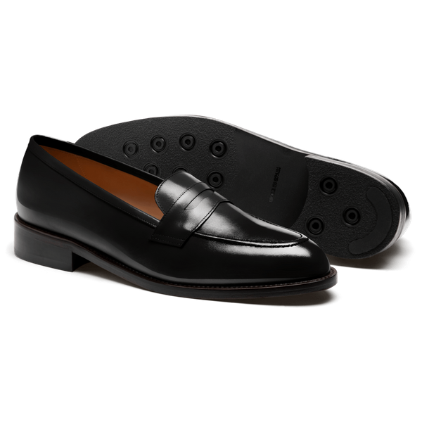 Penny Loafer - black flora leather