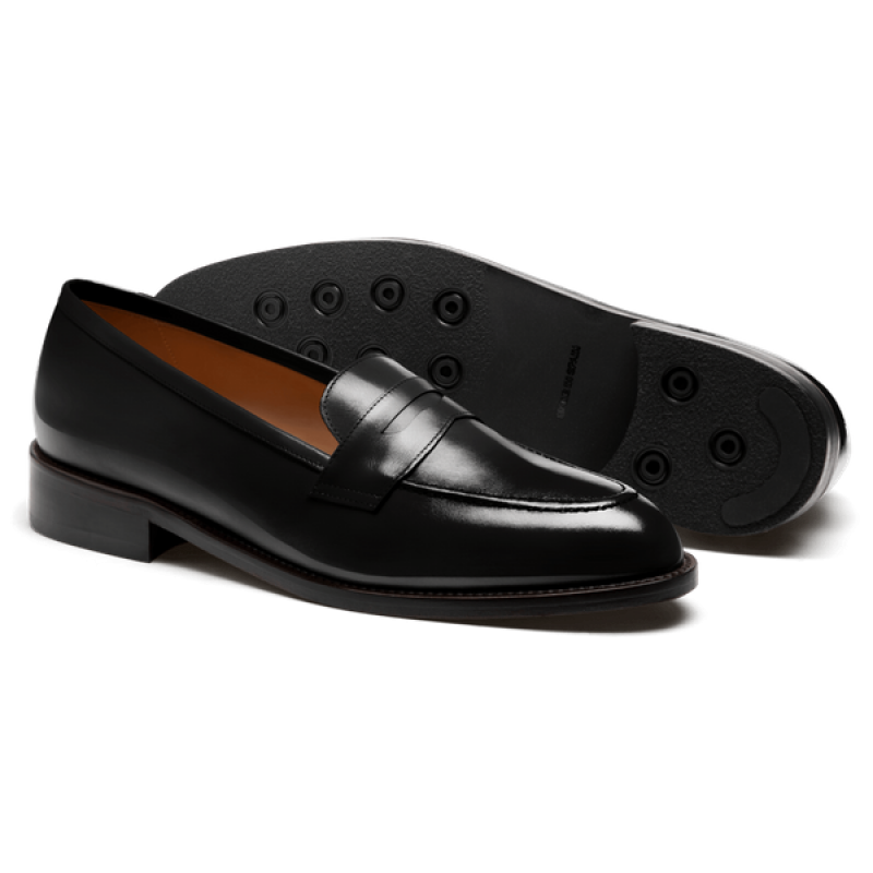 Penny Loafer - black flora leather