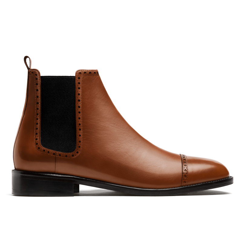 Brogue Chelsea Boots - brown italian calf leather