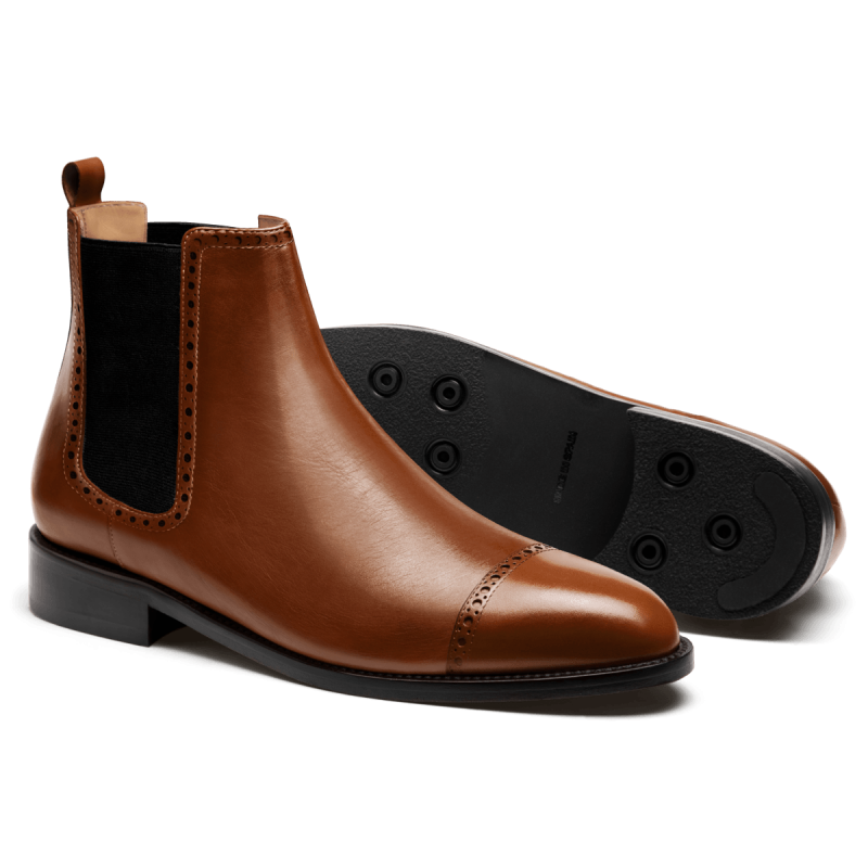 Brogue Chelsea Boots - brown italian calf leather