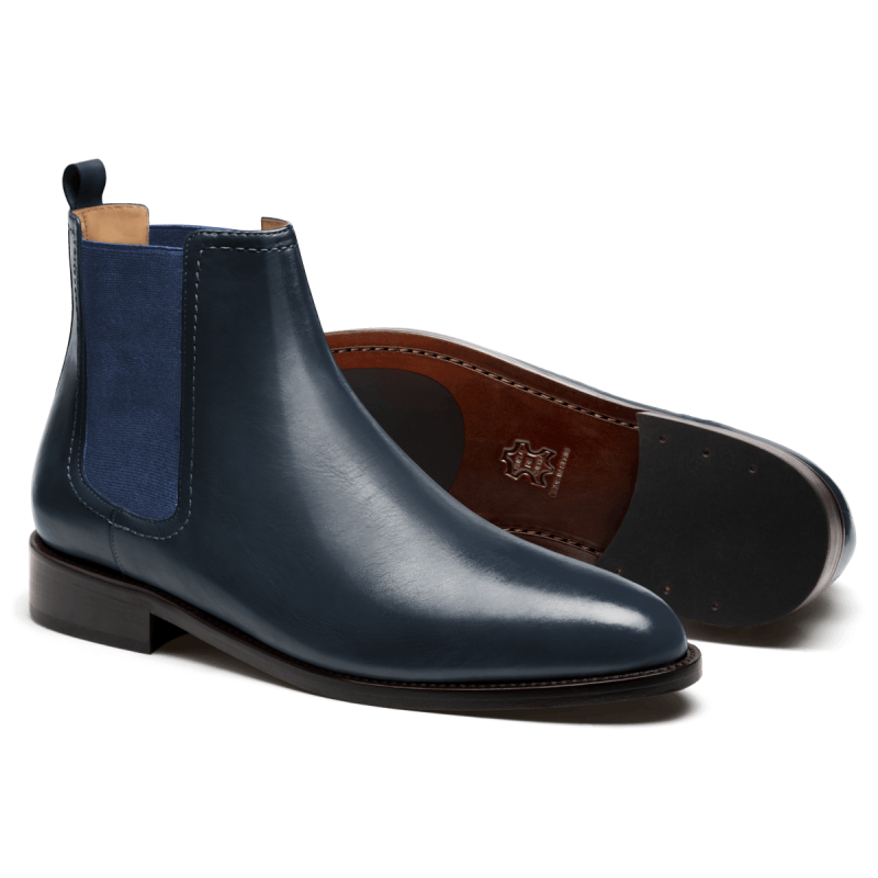 2 tone Chelsea Boots - blue leather