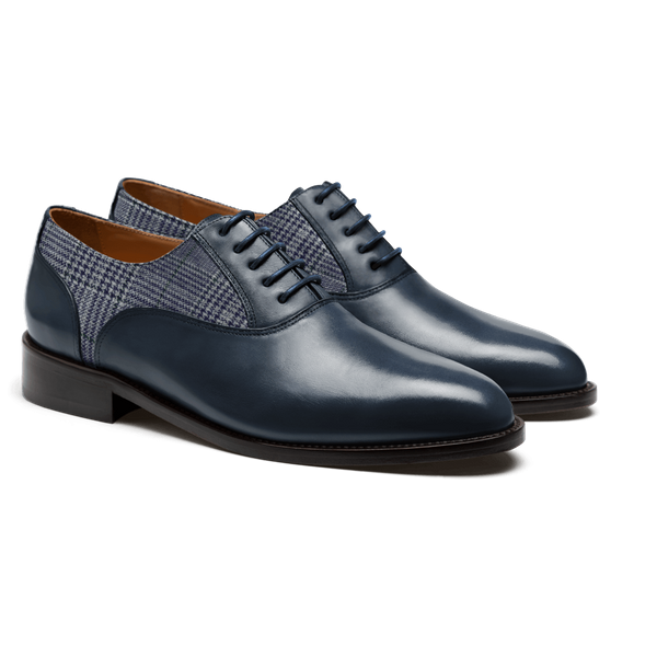 Oxford shoes - blue leather & tweed