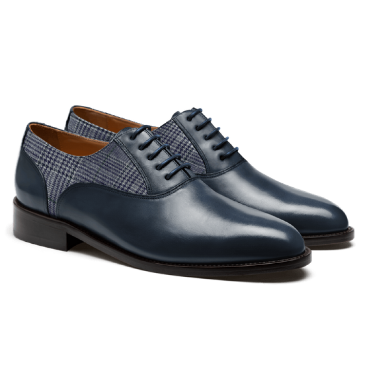 Oxford shoes - blue leather & tweed