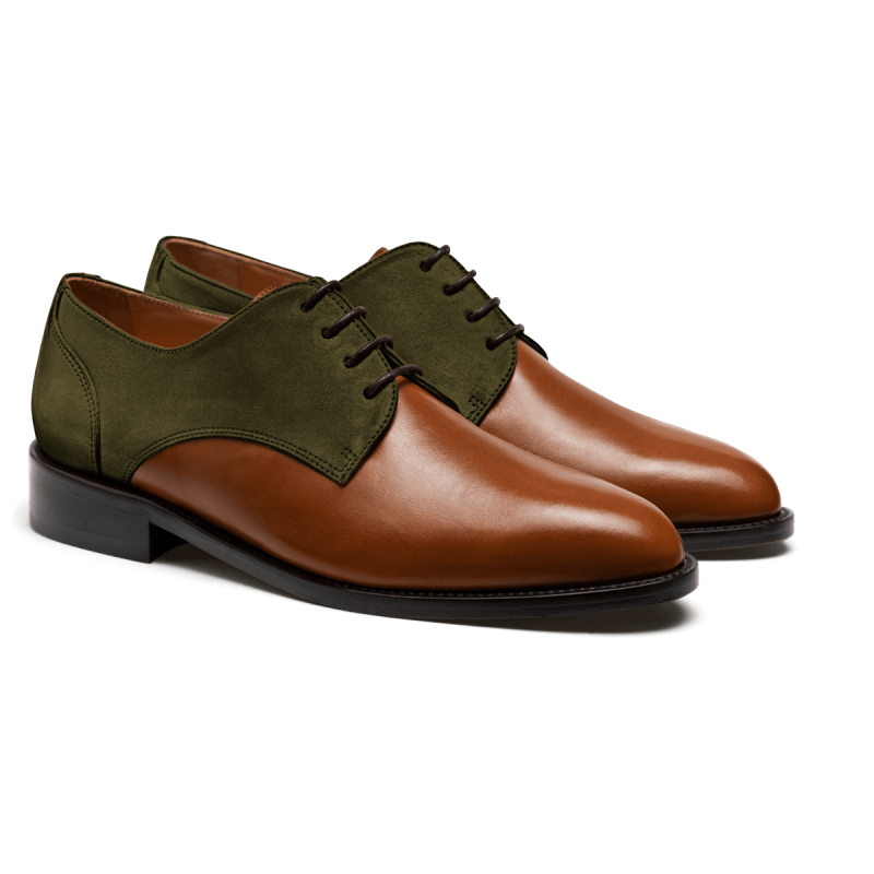 Derbys - brown & green leather & suede