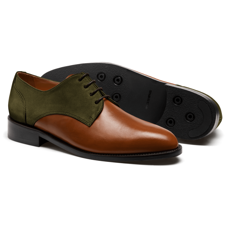 Derbys - brown & green leather & suede