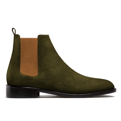 2 tone Men's Chelsea Boots - green suede