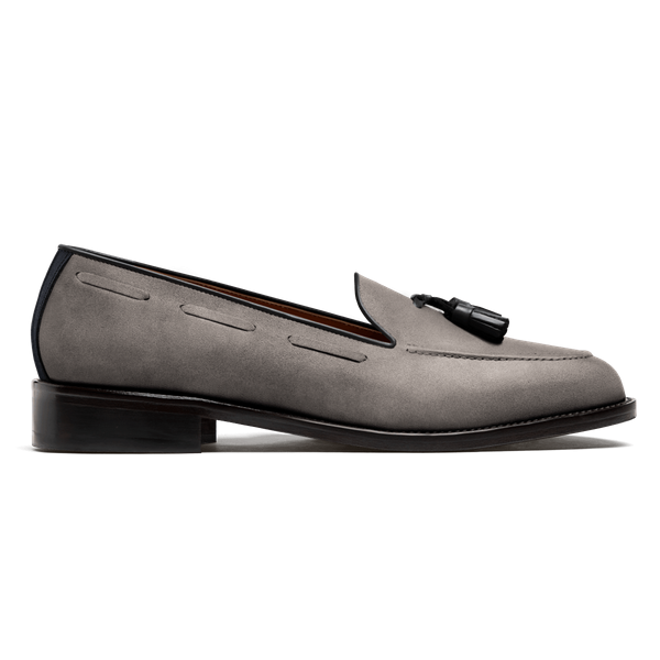 Tassel Loafer - grey & blue suede