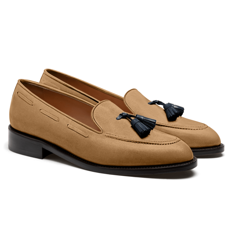 Tassel Loafer - brown & blue suede