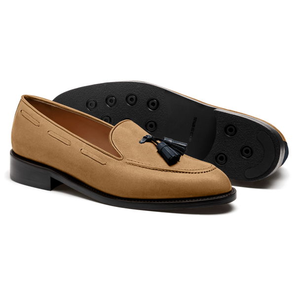 Tassel Loafer - brown & blue suede