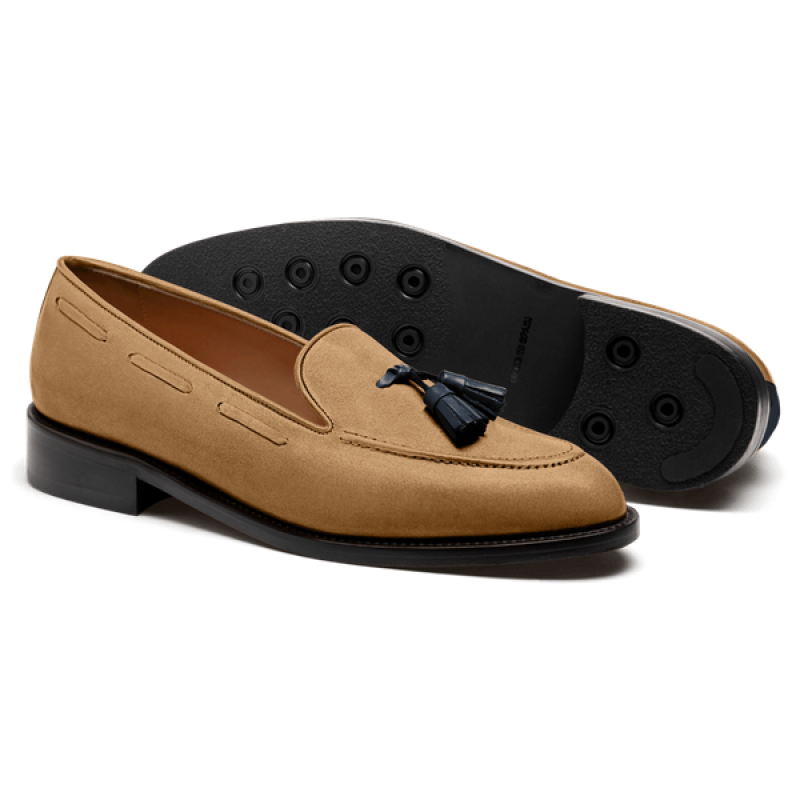 Tassel Loafer - brown & blue suede