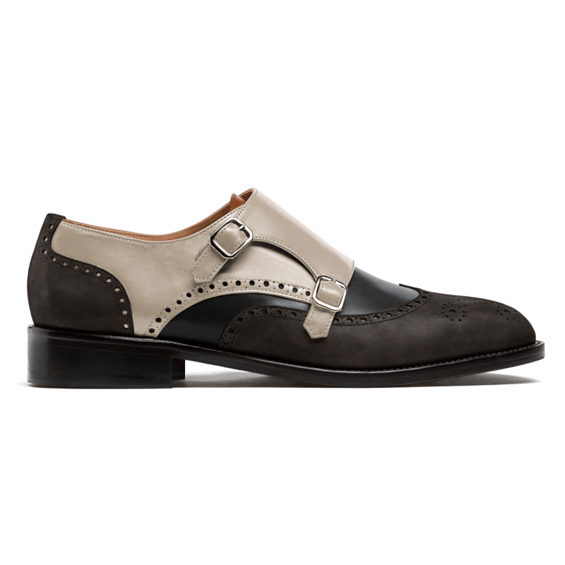 Monk Brogues - grey, black & white country, leather & leather