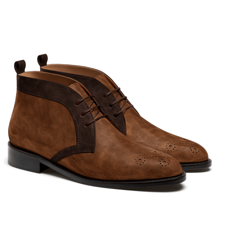 2 tone Men's Chukka Boots - brown country