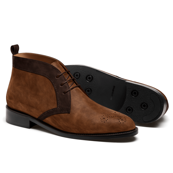 2 tone Men's Chukka Boots - brown country