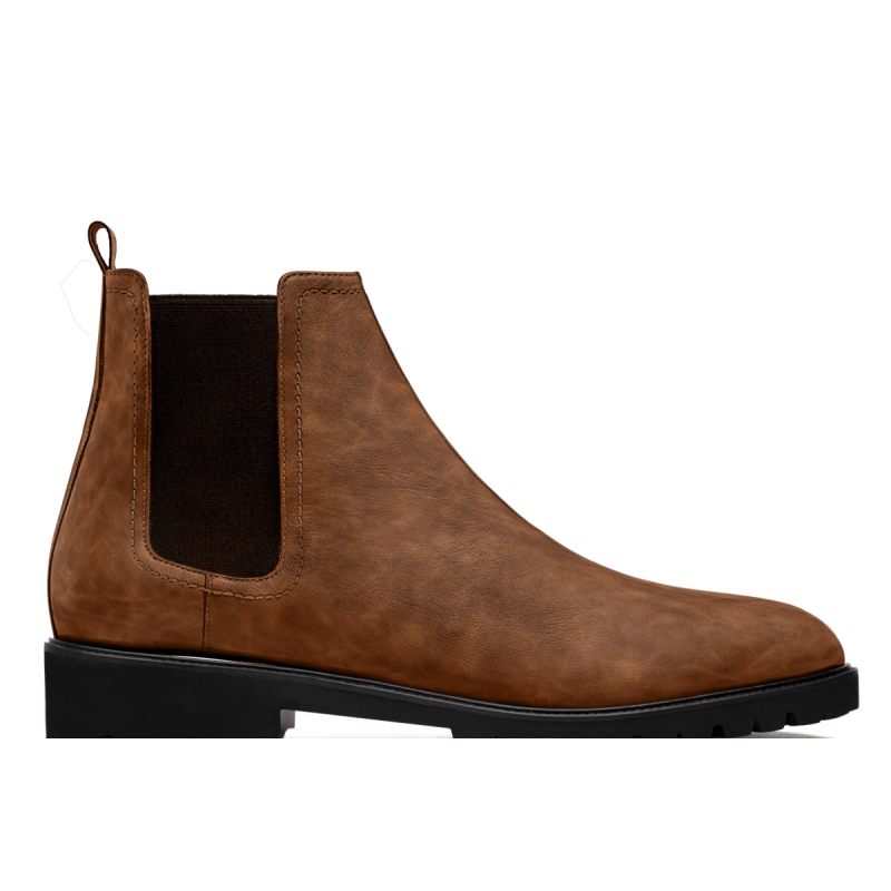 Men's Chelsea Boots - brown waxed leather